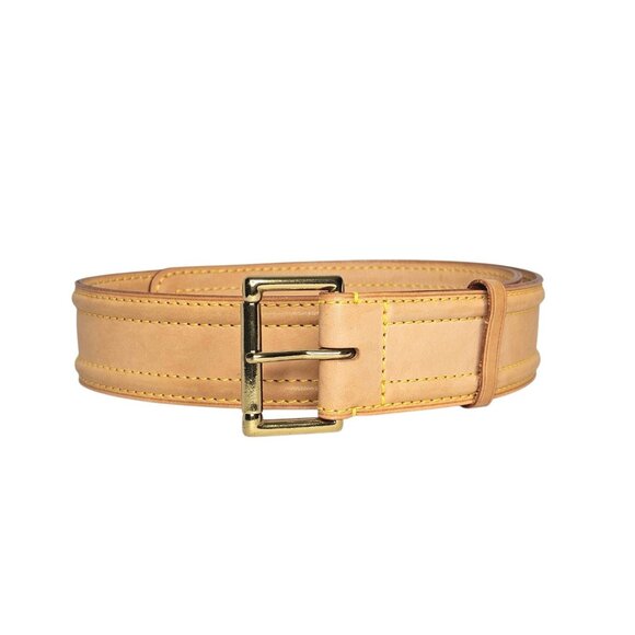 LOUIS VUITTON Vachetta Monogram Leather Belt Tan Size US Waist 25-28\